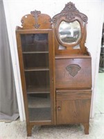 ANTIQUE CARVED AMERICAN OAK SIDE BY SIDE DROPFRONT