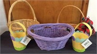 THREE BASKETS AND TWO FELT EASTER BASKETS