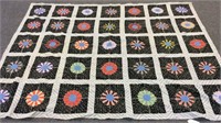 VINTAGE MACHINE SEWN 86"x70 QUILTED BEDSPREAD