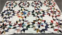 VINTAGE HAND SEWN 98" x 60" QUILT TOP