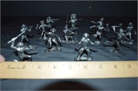 GROUPING:12 MINI, PEWTER COWBOY & INDIAN FIGURINES