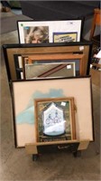 9 ASSORTED FRAMED PRINTS AND PAINTINGS,