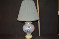 IRIDESCENT GLASS LAMP WITH SHADE