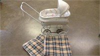 VINTAGE DOLL BUGGY WITH (2) PADDED BLANKETS