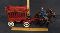 CAST IRON CIRCUS WAGON AND HORSES
