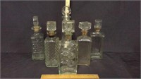 (6) CUT &  CLEAR GLASS LIQUOR DECANTERS