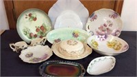 ASSORTMENT OF HAND PAINTED PLATES, BOWLS , ETC
