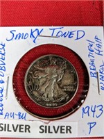 1943-P Toned Silver Walking Liberty Half Dollar