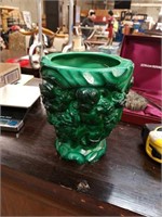 Beautiful Figural Green Glass Vase weighs