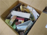 Box w/ pharmacy stamps & papers - some vintage & p