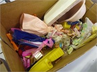 Box w/ vintage dolls and doll items