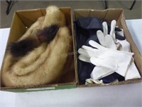 Vintage gloves and fur items