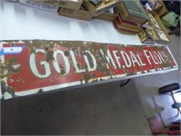 Enamel gold metal floor sign