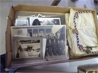Box w/ vintage military photos & pouch