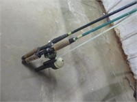 3 fishing rods - s w/ reels