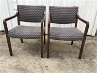 (2) wood frame side guest chairs