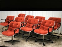 (8) Knoll Pollock Red Velour Chairs