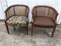 (2) Cane Back Barrel shaped chairs