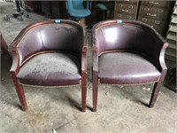 (2) Barrel Shaped Leather Side chairs