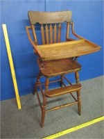 antique high chair with flip tray