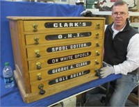 antique "clark's ont spool cabinet" (6-drawers)