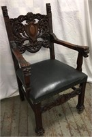 Set Of 6 Oak Figural Heavily Carved Chairs