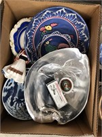 box of rooster bowls and fish dish Etc