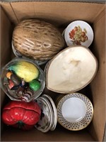 Box of plates and acorn bowl etc