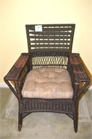 Wicker Chair W/Cushion 36" T - Appears top Have
