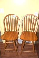 Matching Pair of Bar Stools Swivel - Seat is