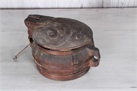 19th C Carved Wood Lidded Bowl