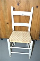 Vintage Straight Back Chair w/New Woven Bottom
