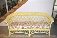 Vintage Wicker Settee w/Cushions 68" L - cushions