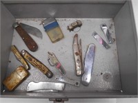 Metal Box Full of Knives and Collectible's