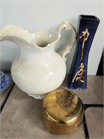 2PC CHINESE BOX, VASE  AND WATER PITCHER
