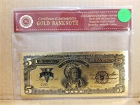 $5 GOLD CERTIFICATE INDIAN BANKNOTE
