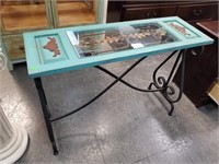 UNIQUE ACCENT / SOFA TABLE GLASS TOP SHABBY CHIC
