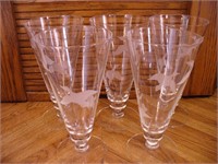 5 Etched Duck Glass Stemware