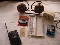 Vtg Copper Barometer, Clocks, Radio, Cards