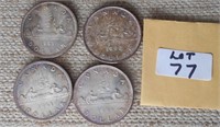 4 Canadian Silver Dollars - 60,61, 63, 63