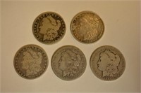 Lot Of 5 Mixed Date 1880's Morgan Silver Dollars