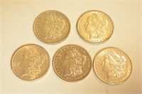 Lot Of 5 1891-1900 Morgan Silver Dollars