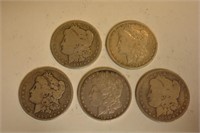 Lot Of 5 Mixed Date 1900's Morgan Silver Dollars