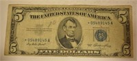 1953 $5.00 Silver Certificate Star Note