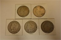 Lot Of 5 Mixed Date 1890's Morgan Silver Dollars