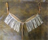 New Leather Fringe Breast Collar: Buck Stitched,