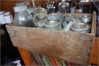 Wooden Box of Vintage Canning Jars