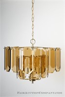 Vintage Brass and Glass Chandelier