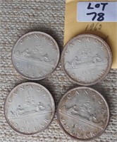 4 Canadian Silver Dollars - 60, 62, 62, 65