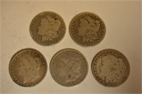 Lot Of 5 Mixed Date 1870's Morgan Silver Dollars